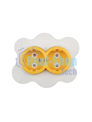 Розетка двойная Kranz HAPPY Яичница скрытой установки, с заземлением и защитными шторками, желтая/белая