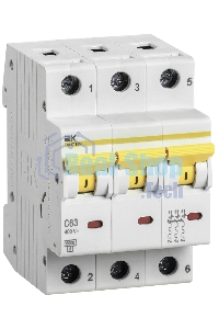 Выключатель автоматический трехполюсный ВА47-60M 3Р 16А 6кА С MVA31-3-016-C IEK