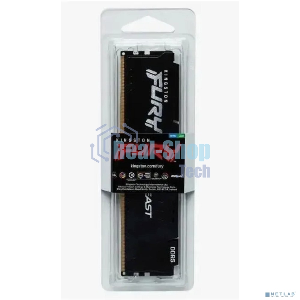 Оперативная память Kingston Fury Beast, DDR5, 64Gb (2x32Gb), 6000MHz, CL30, DIMM, с радиаторами, черный