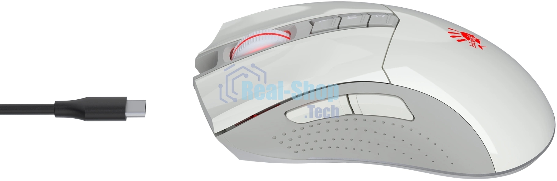 Мышь беспроводная A4Tech Bloody R90 Plus белый, 5000 dpi, USB Type-A, радиоканал, кнопки - 8