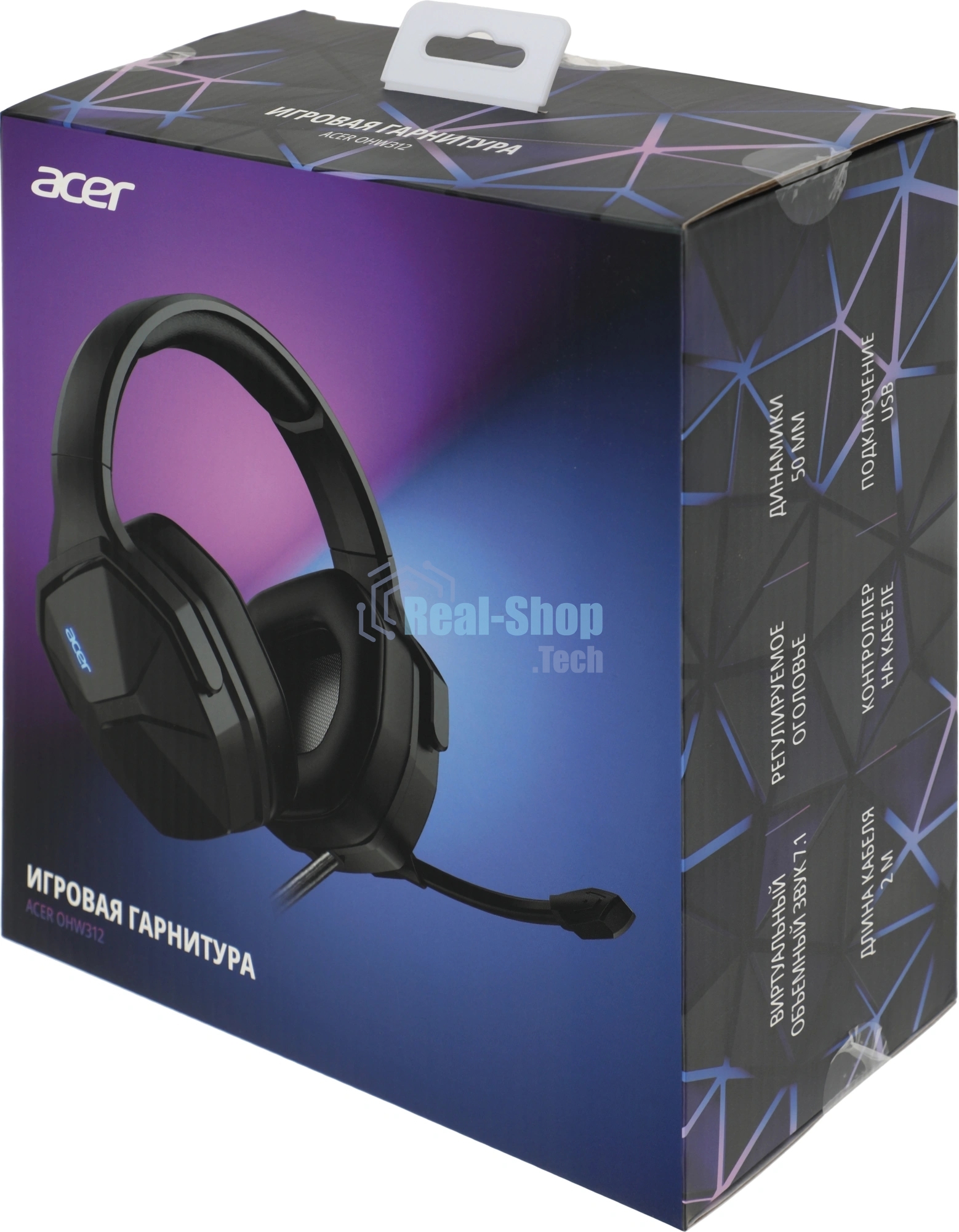 Гарнитура Acer OHW312 чёрный, проводная, USB, подсветка
