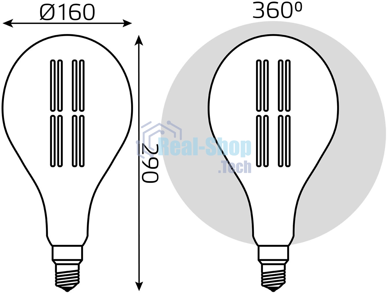 Лампа cветодиодная Gauss Filament PS160 6W 330lm 4000К Е27 gray straight LED