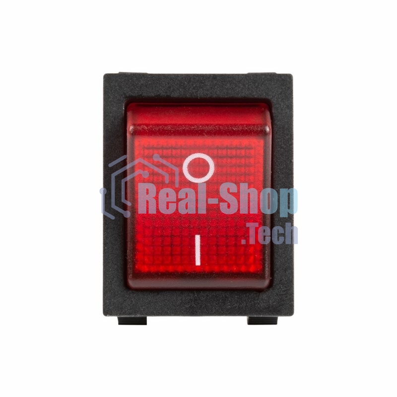 Выключатель клавишный Rexant 250V 30А (4с) ON-OFF красный с подсветкой
