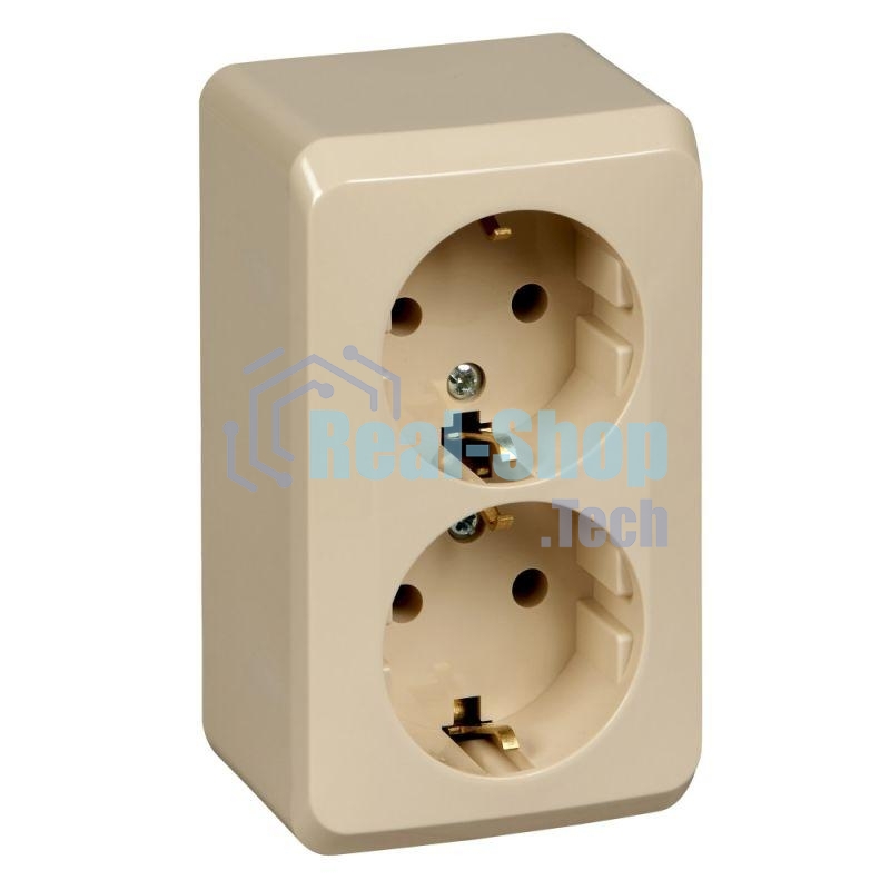 Розетка Schneider Electric 2-м ОП Этюд 16А с заземл. крем. SchE PA16-007K