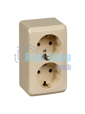 Розетка Schneider Electric 2-м ОП Этюд 16А с заземл. крем. SchE PA16-007K