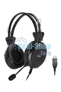 Гарнитура проводная с микрофоном A4Tech HU-30 черный 2м накладные USB оголовье