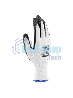 Перчатки полиэфирные Сибртех с черным нитрильным покрытием, размер 9, 13 класс вязки