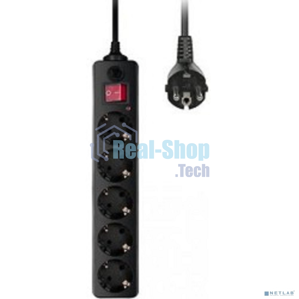 Сетевой фильтр Buro 500SH-1.8-B 1.8 м (5 розеток) черный (коробка)