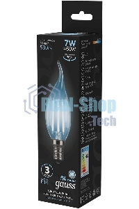 Лампа светодиодная Gauss LED Filament Свеча на ветру E14 7W 580lm 4100К 1/10/50
