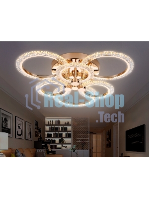 Потолочный светодиодный светильник FA418/3+3 GD золото 90W 580*540*120 (ПДУ РАДИО 2.4G)