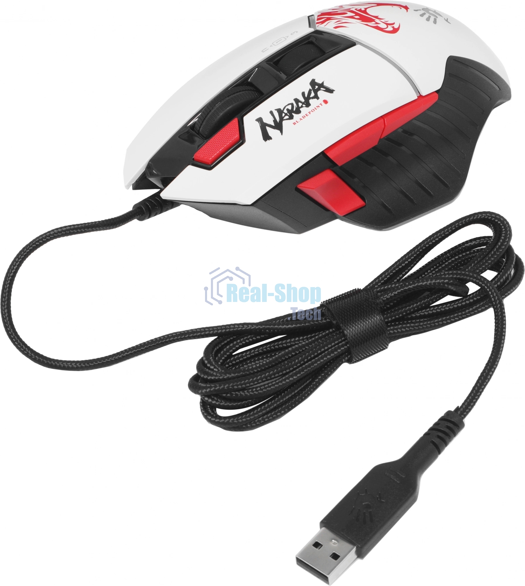 Мышь проводная A4Tech Bloody W95 Max Naraka белый/рисунок, оптическая, 12000 dpi, USB, кнопки - 6