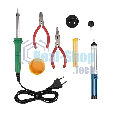 Набор для пайки Rexant №13 (паяльник 30Вт, подставка, канифоль, припой, бокорезы, тонкогубцы)