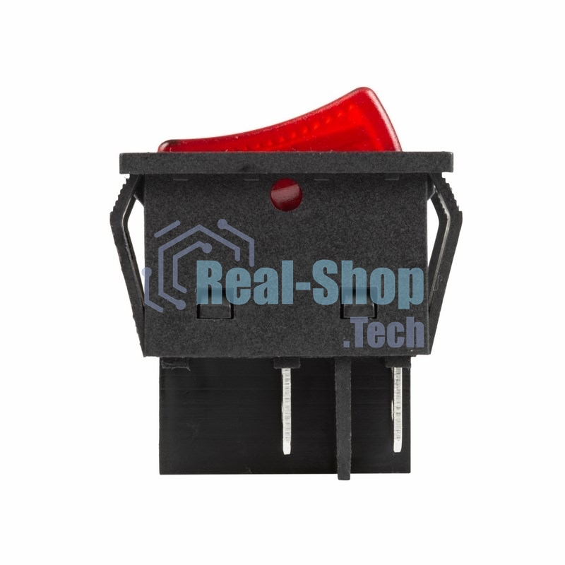 Выключатель клавишный Rexant 250V 30А (4с) ON-OFF красный с подсветкой