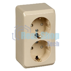Розетка 2-м ОП Этюд 16А защ. шторки с заземл. крем SchE PA16-008K