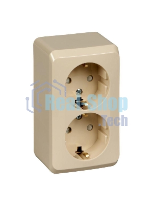 Розетка 2-м ОП Этюд 16А защ. шторки с заземл. крем SchE PA16-008K