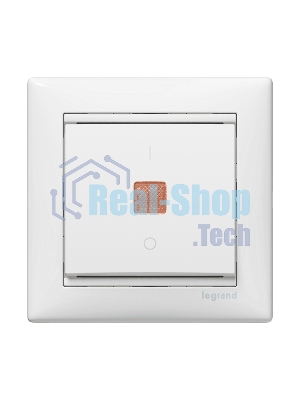 Механизм выключателя 1-кл. СП Valena 10А IP31 с зел. инд. бел. Legrand 774410