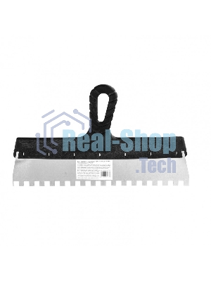 Шпатель Sparta из нержавеющей стали, 350 мм, зуб 10х10 мм, пластмассовая рукоятка