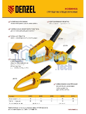 Струбцина клещеобразная Denzel удлиненная 50 х 80 мм двухкомпонентные рукоятки