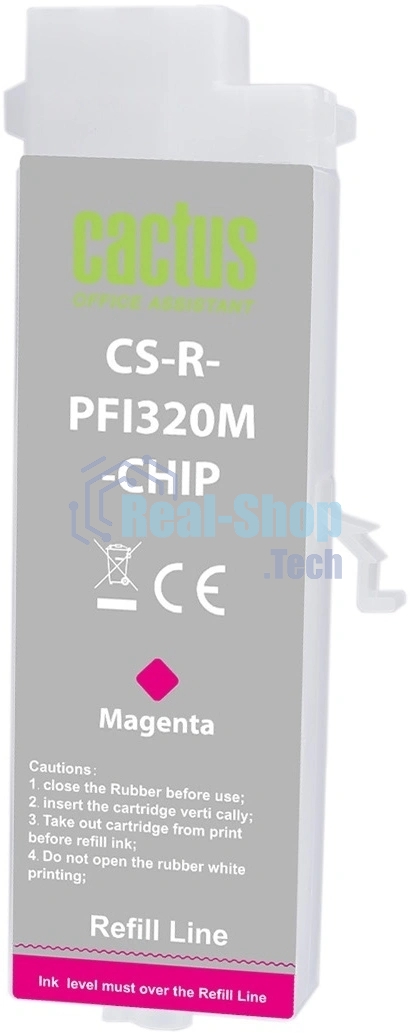 Картридж струйный Cactus CS-R-PFI320M-CHIP PFI-320M пурпурный (260мл) для Canon imagePROGRAF TM-200/200MFP/205/300/300MFP/305/250/255/350/355 с чипом