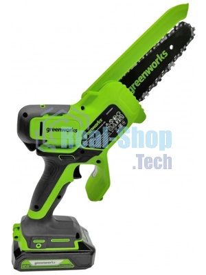 Цепная мини пила GreenWorks G24MCS10K2 аккумуляторная, 24v, 10 см, c АКБ 2АЧ и ЗУ (2008207UA)