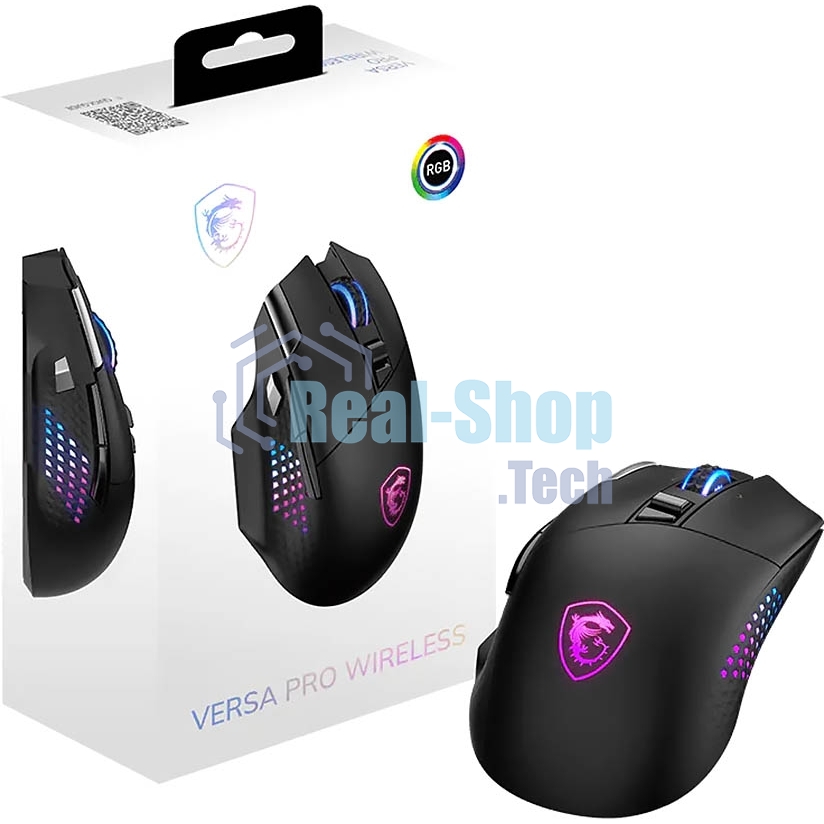 Мышь MSI VERSA PRO W черный оптическая 26000dpi беспров. BT/Radio USB (S12-4301340-CLA)