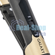 Щипцы для волос Galaxy Line GL 4519, черный, 40 Вт, максимальная температура 180°С, керамическое покрытие поверхностей, индикатор работы, ножка-подставка для обеспечения защиты от нагрева поверхности стола, шнур питания, вращающийся на 360°, подвесная пет