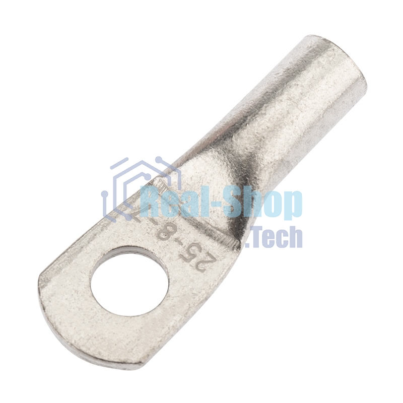 Наконечник медный луженый Rexant ТМЛ 25–8–7 (25мм² - Ø8мм) ГОСТ 7386-80 (в упак. 10 шт.)