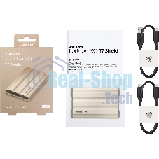 Внешний SSD Samsung T7 Shield, 1TB, USB 3.2 Gen 2 Type-C, R/W 1050/1000, бежевый