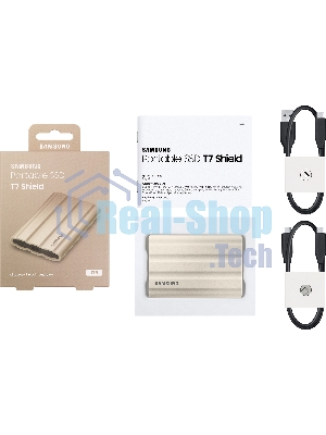 Внешний SSD Samsung T7 Shield, 1TB, USB 3.2 Gen 2 Type-C, R/W 1050/1000, бежевый