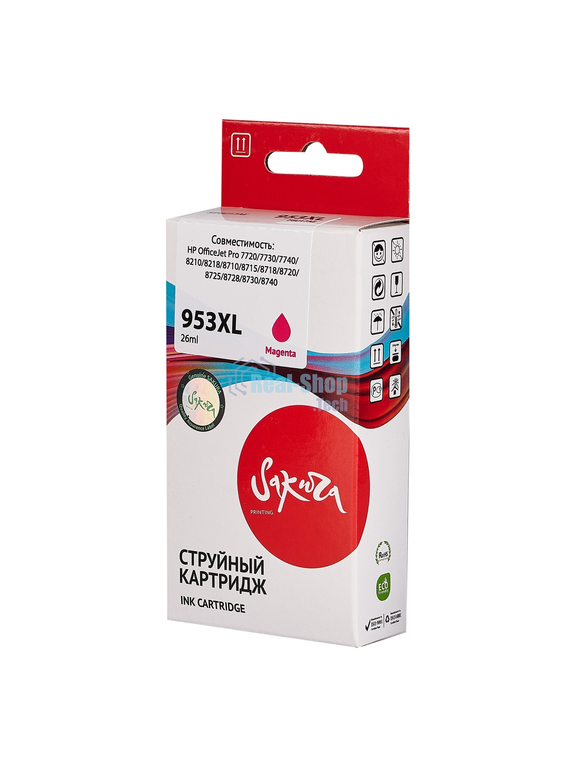 Картридж струйный Sakura F6U17AE (№953XL Magenta) для HP, пурпурный, 26 мл., 1600 к.