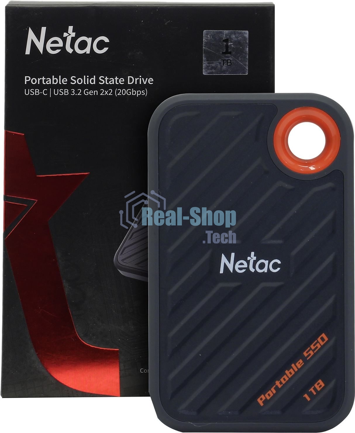 Внешний SSD Netac ZX20, 1TB, USB 3.2 Gen 2x2 Type-C, R/W 2000/1800, черный