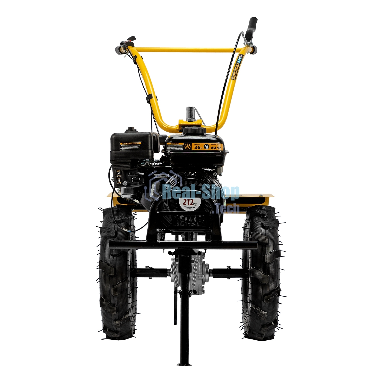 Мотоблок Denzel DPT-370X 7 л.с., диск.сцеп, шир 90 см, глуб 35 см, фрез 3х4, ВОМ, передачи 3В/1Н