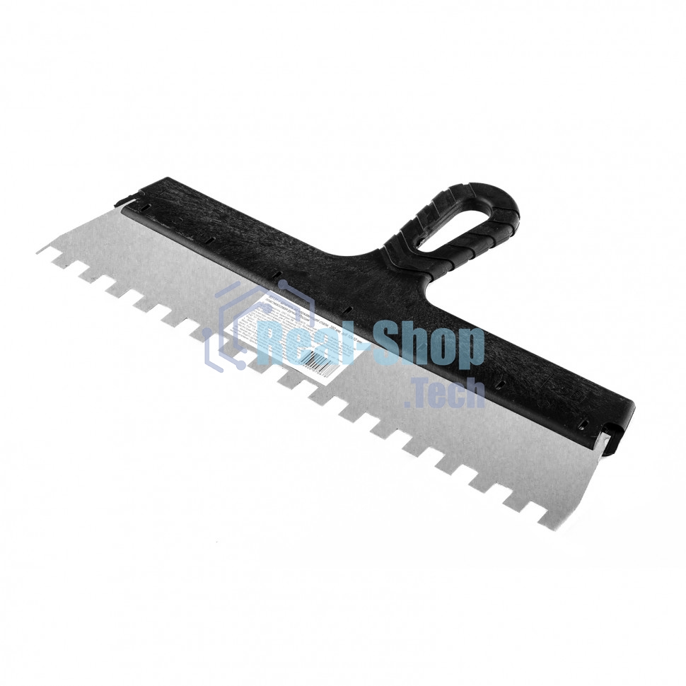 Шпатель Sparta из нержавеющей стали, 350 мм, зуб 10х10 мм, пластмассовая ручка