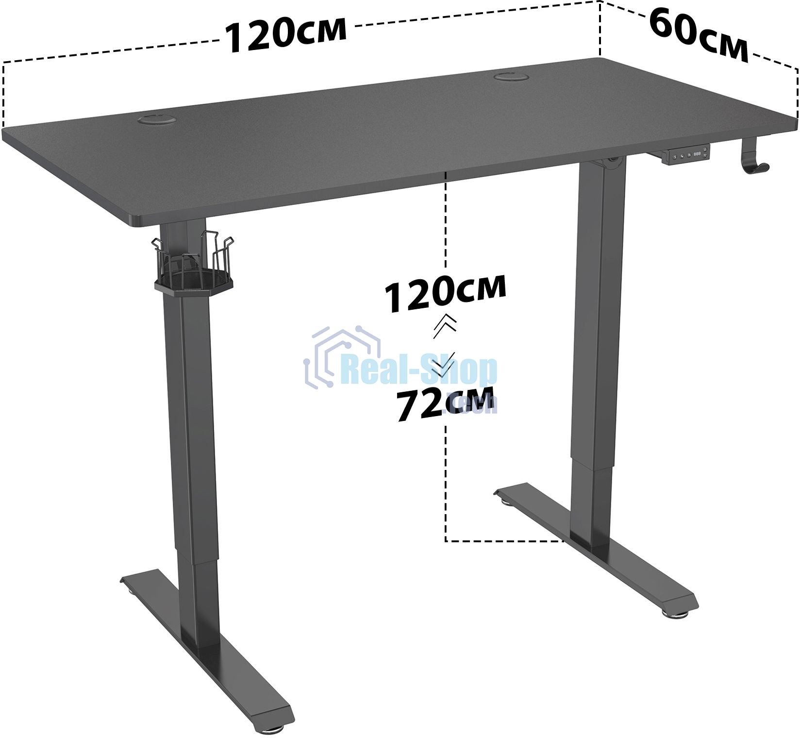 Стол игровой Cactus CS-ED-BBK столешница МДФ черный, каркас черный