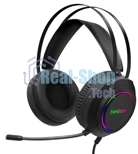 Гарнитура Exegate Cosmos HS-702GL чёрный, проводная, USB, виртуальный звук 7.1, подсветка