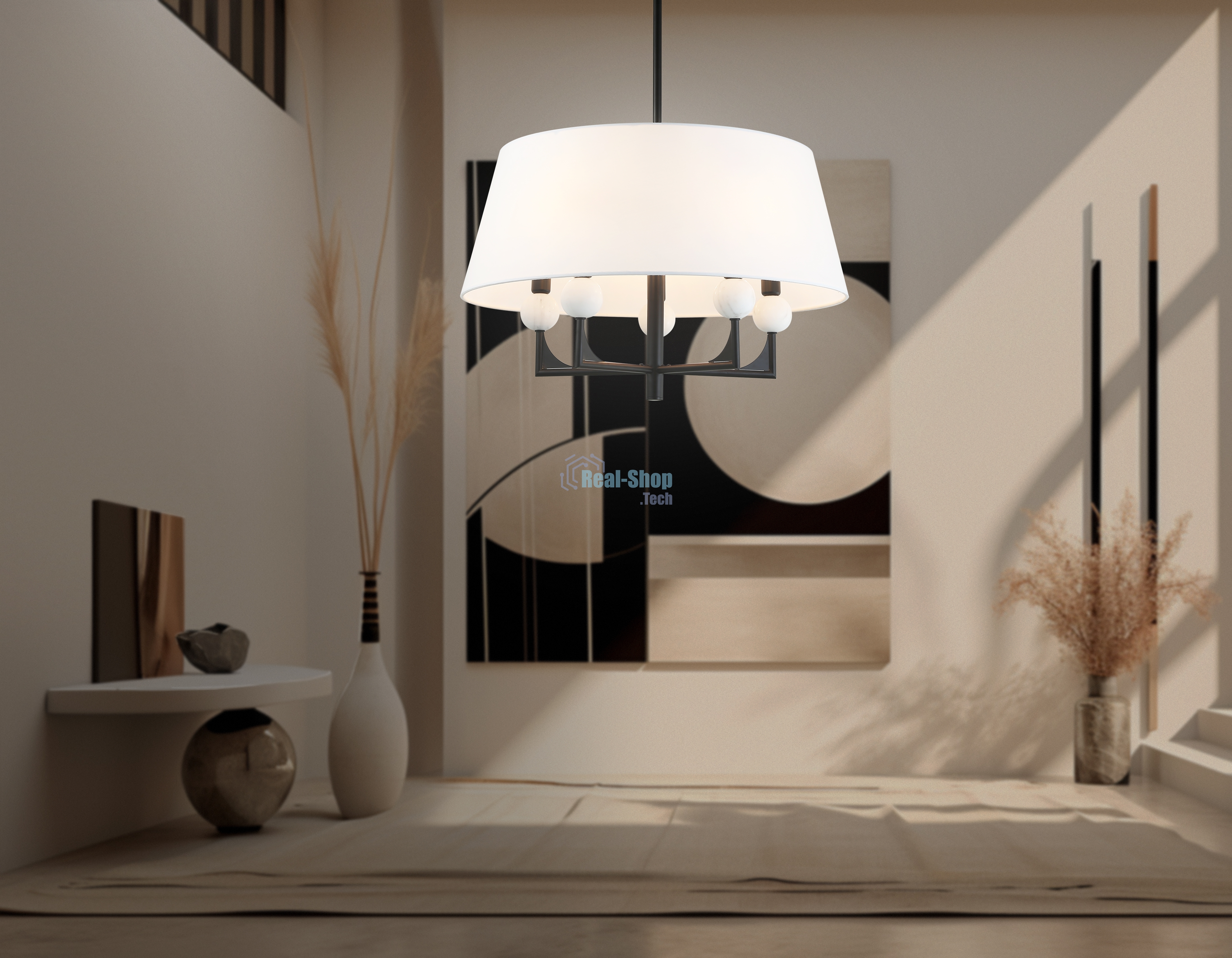 Люстра Ambrella light LH75150/5 BK/FR черный/белый матовый E14*5 max 40W D580*590