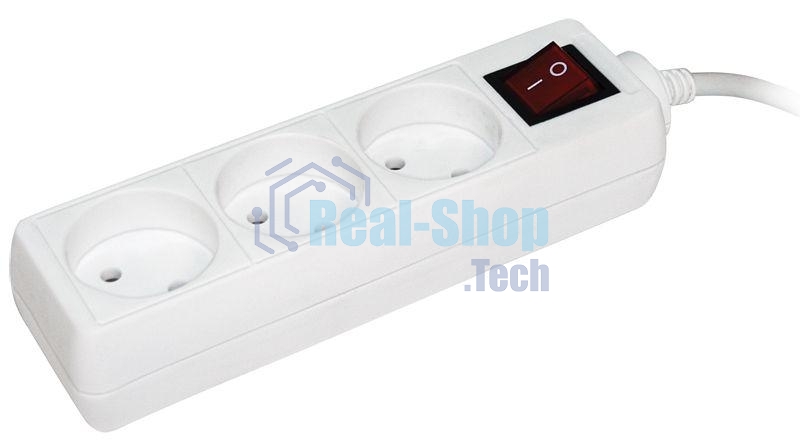 Удлинитель 3х3 м без заземл. 10А IP20 УЗК с выкл. ПВС 2х0.75 ИЭК WYP10-06-03-03-K-N