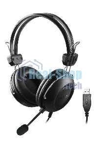 Гарнитура проводная с микрофоном A4Tech HU-35 черный 2м накладные USB оголовье