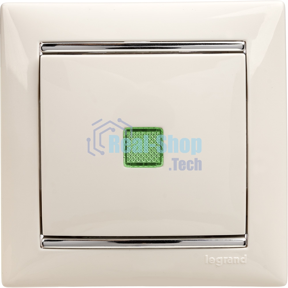 Механизм выключателя 1-кл. СП Valena 10А IP31 с зел. инд. бел. Legrand 774410