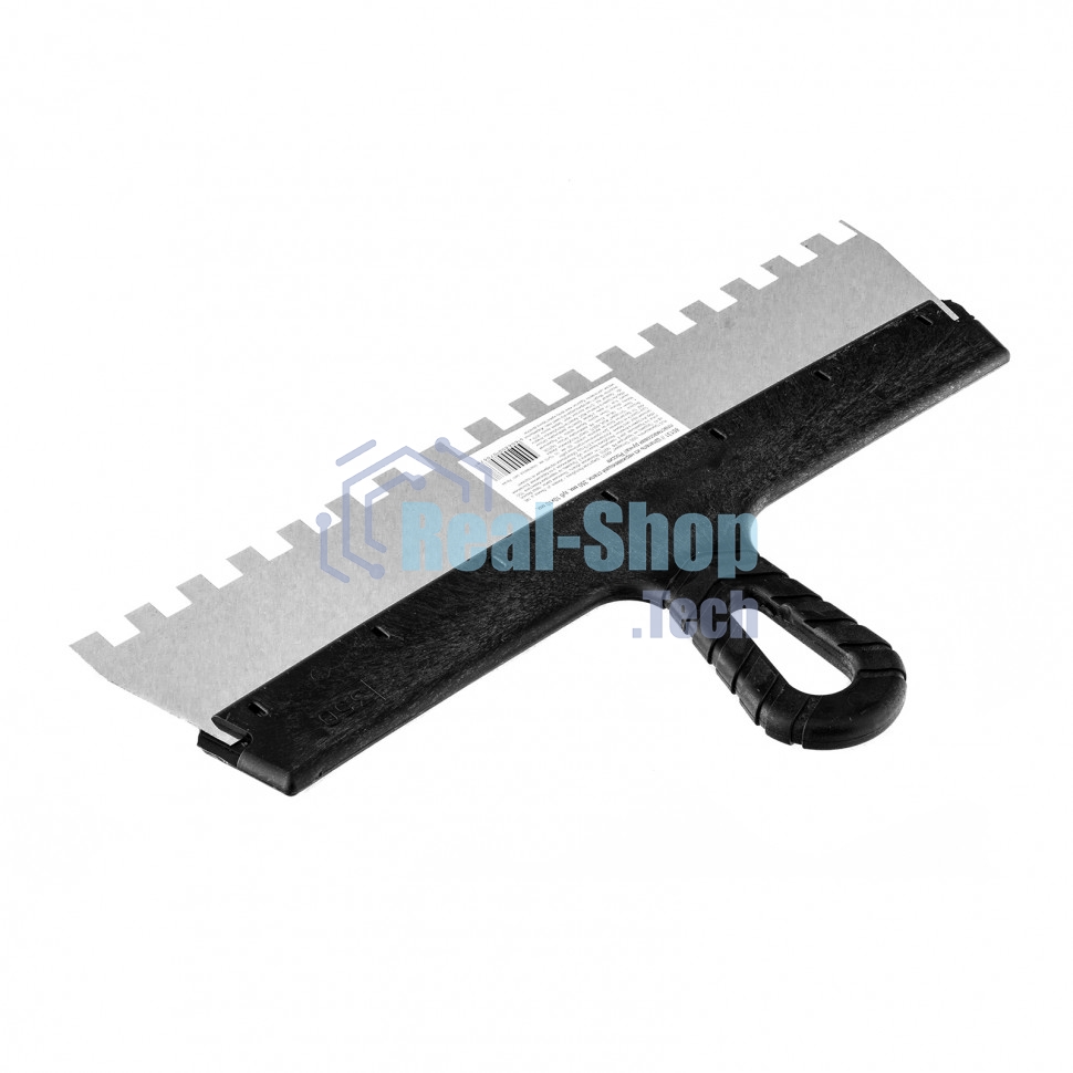 Шпатель Sparta из нержавеющей стали, 350 мм, зуб 10х10 мм, пластмассовая ручка