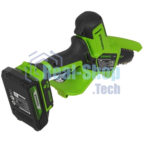 Цепная мини пила GreenWorks G24MCS10K2 аккумуляторная, 24v, 10 см, c АКБ 2АЧ и ЗУ (2008207UA)