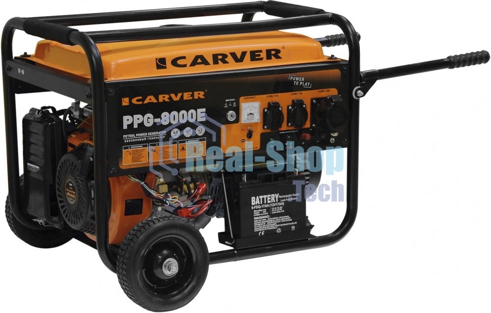 Электрогенератор бензиновый Carver PPG-8000Е, 6.5 кВт, 78 дБ, 88 кг