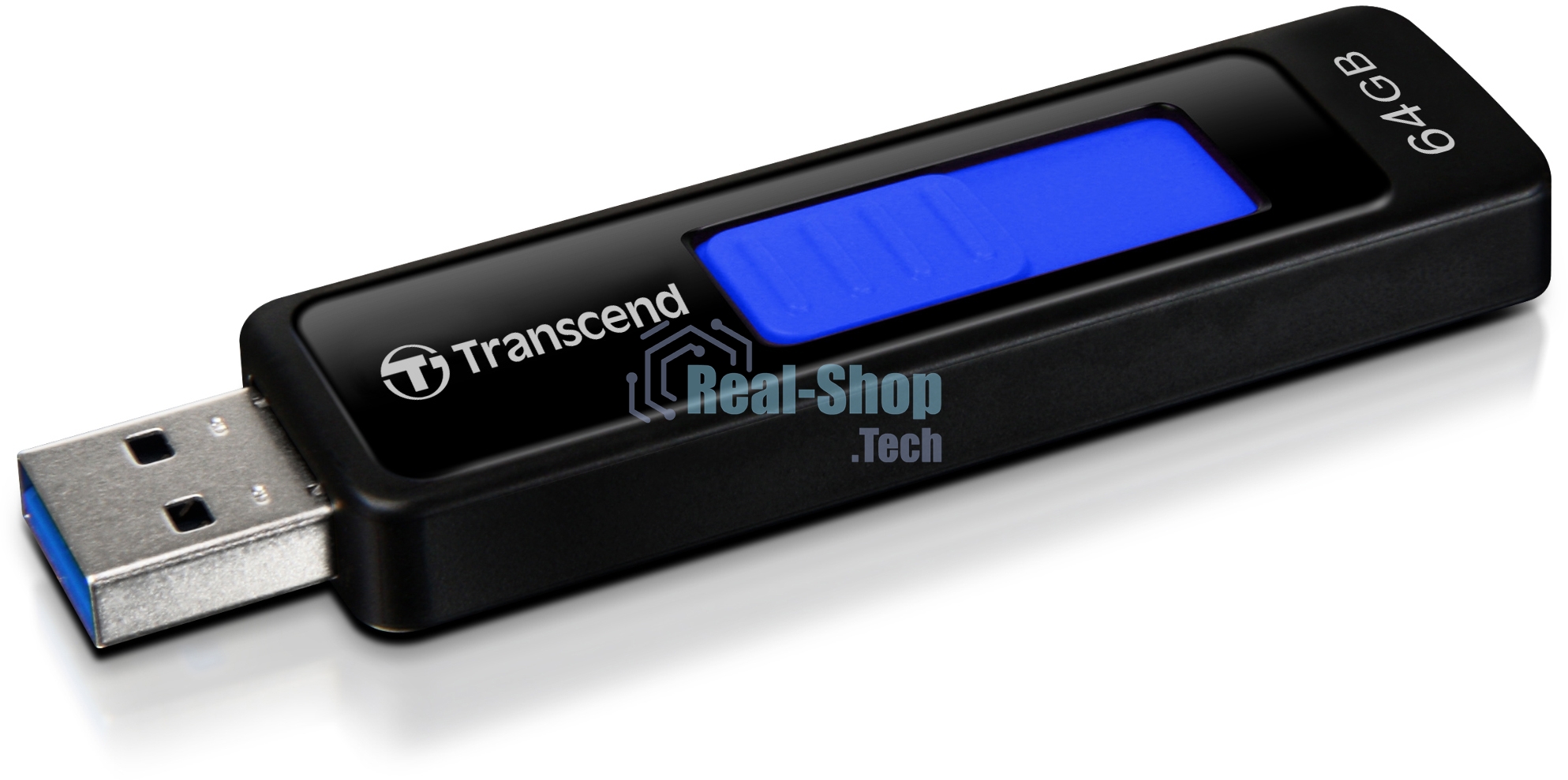 Флешка USB Transcend JetFlash 760 (TS64GJF760), 64Gb, USB 3.0, R/W 130/40, черный/синий