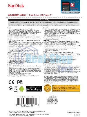 Флешка USB Sandisk DDC2 Ultra Dual (SDDDC2-032G-G46), 32Gb, USB 3.0/USB 3.1 Type C, R/W 150/30, серый/черный
