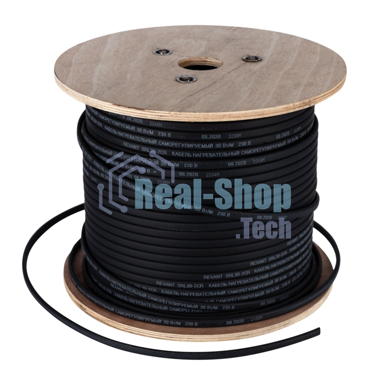 Саморегулируемый греющий кабель Rexant экранированный, 24КНС 2ЛТГ-ЭЛ 65/85, UV (24 Вт/1 м), 200 м