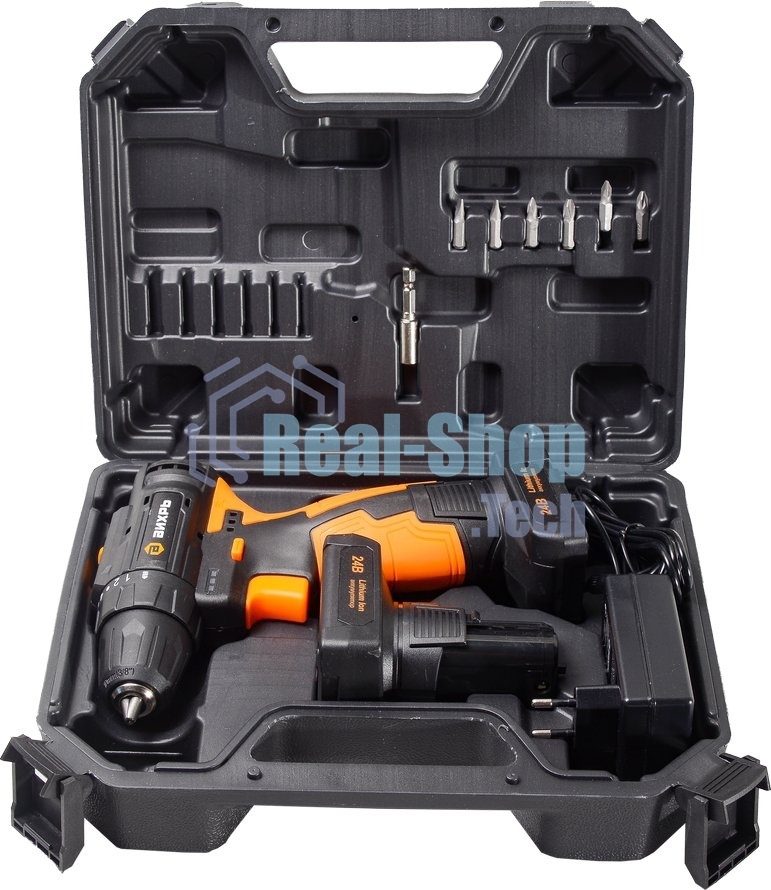 Дрель-шуруповерт аккумуляторная Вихрь ДА-24Л-2К/Б 72/14/24, Аккумуляторная, 24В, 2 АКБ, Кейс
