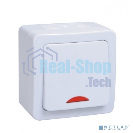 Выключатель 1-кл. ОП ГЕРМЕС PLUS для открытой установки со свет. индик. ВС20-1-1-ГПБ IP54 (цвет клавиши: белый) ИЭК EVMP11-K01-10-54-EC