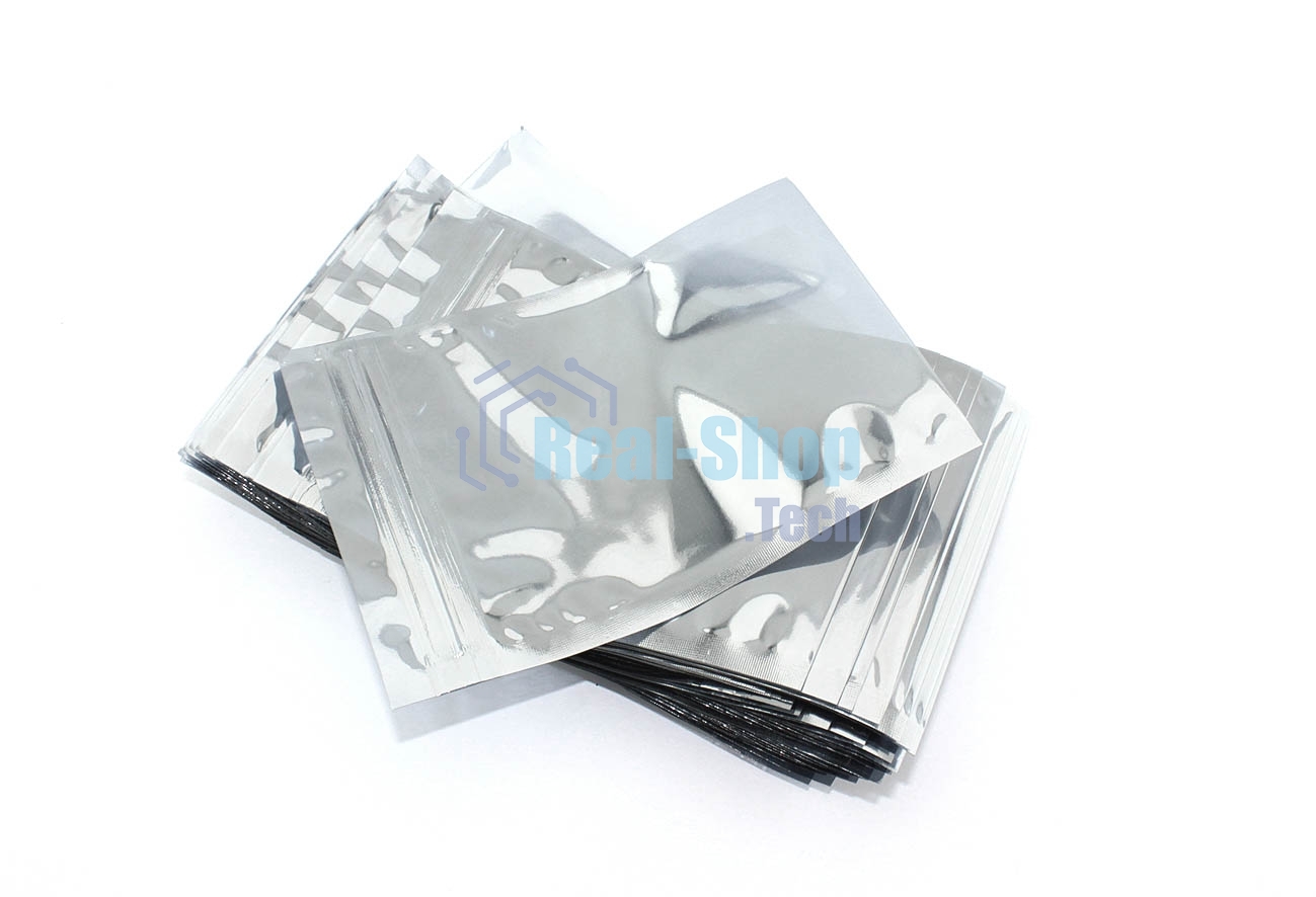 Упаковка 100 шт. антистатических пакетов с зип-локом 9х13см