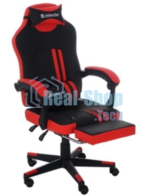 Кресло Defender DIABLO BLACK/RED черный/красный, экокожа, подставка для ног
