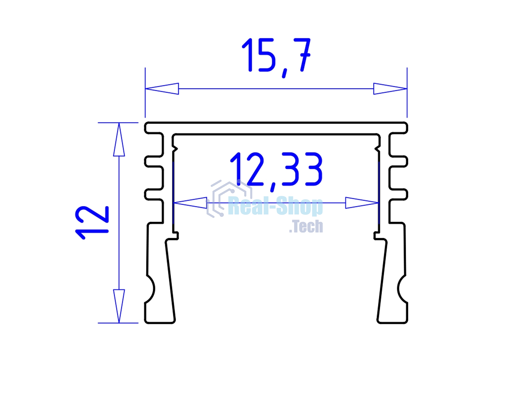 Алюминиевый профиль Ambrella light GP1750BK черный 2000*15.7*12